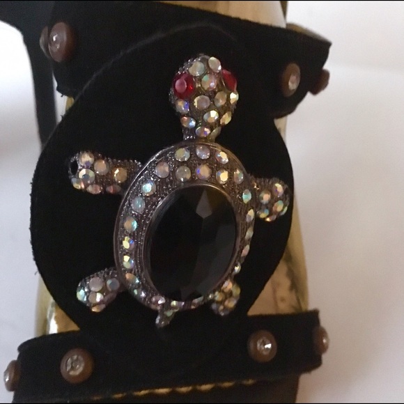 Hale Bob High Heel Sandals w/Rhine Stones Turtle - Picture 4 of 8